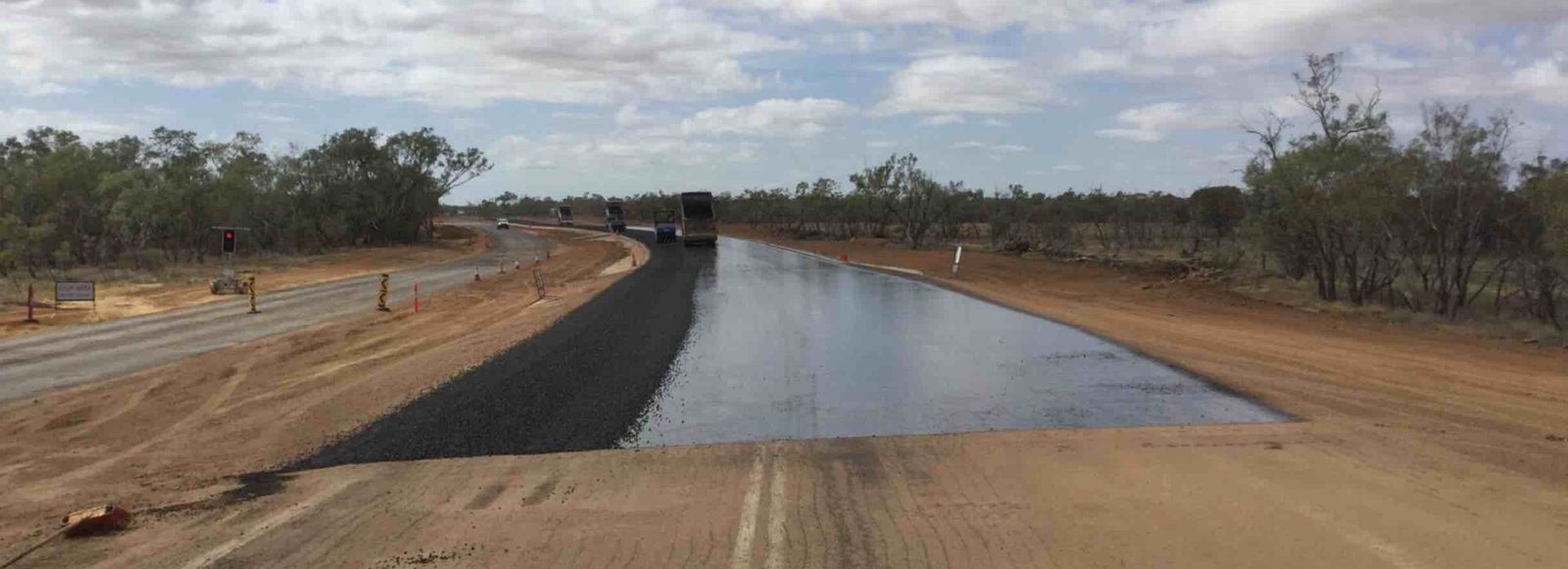 Final seal on the Landsborough Highway north of Longreach