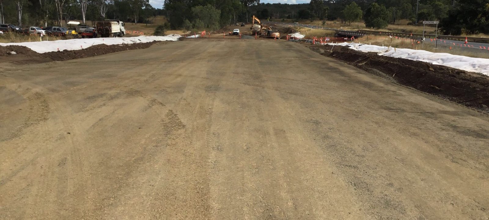 Earthworks and geofabric along the approaches at Valentine Creek